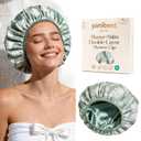 Yanibest Shower Cap for Women - Hair Satin Bonnet Shower Cap for Women Waterproof Large Double Layer Reusable Adjustable for Braids Long Hair (Green)