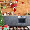 Christmas Kitchen Rugs Sets of 2 Santa Claus Snow Gnome Non Slip Floor Mat Low Profile Plaid Winter Decorative Christmas Rug for Indoor Home Decorations, 17x29 and 17x47 Inch (Tree)