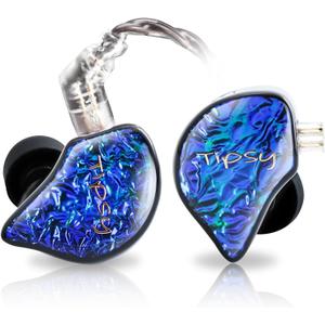 Tipsy M1 IEM for Audiophiles and Gaming, World's First Bamboo Fiber Diaphragm, Single DD, Skin-Friendly Resin Faceplate, Detachable 0.78mm 2-Pin Cable(No Mic, Blue)