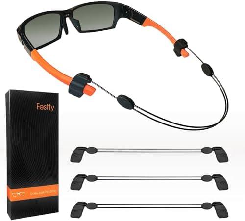 Festty Glasses Strap (3 Pcs), Adjustable Sports Eyeglasses Strap for Men Women, Sunglasses lanyard string chain, Eye Glasses Holder Around Neck, Safety Eyewear Retainers