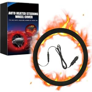 Heated Steering Wheel Cover,2026 New 15" 12V Steering Wheel Warmer Heated Steering Wheel Protector Cover for Winter Universal,Suitable for Standard Size Cars, Trucks, Vans, SUV
