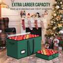 Christmas Ornament Storage Box Store 128-3" Ornaments, Ornament Organizer Storage box with Dual Zipper Closure Visual Cover & Adjustable Dividers, Holiday Decorations Storage Container with 8 Trays (Green)