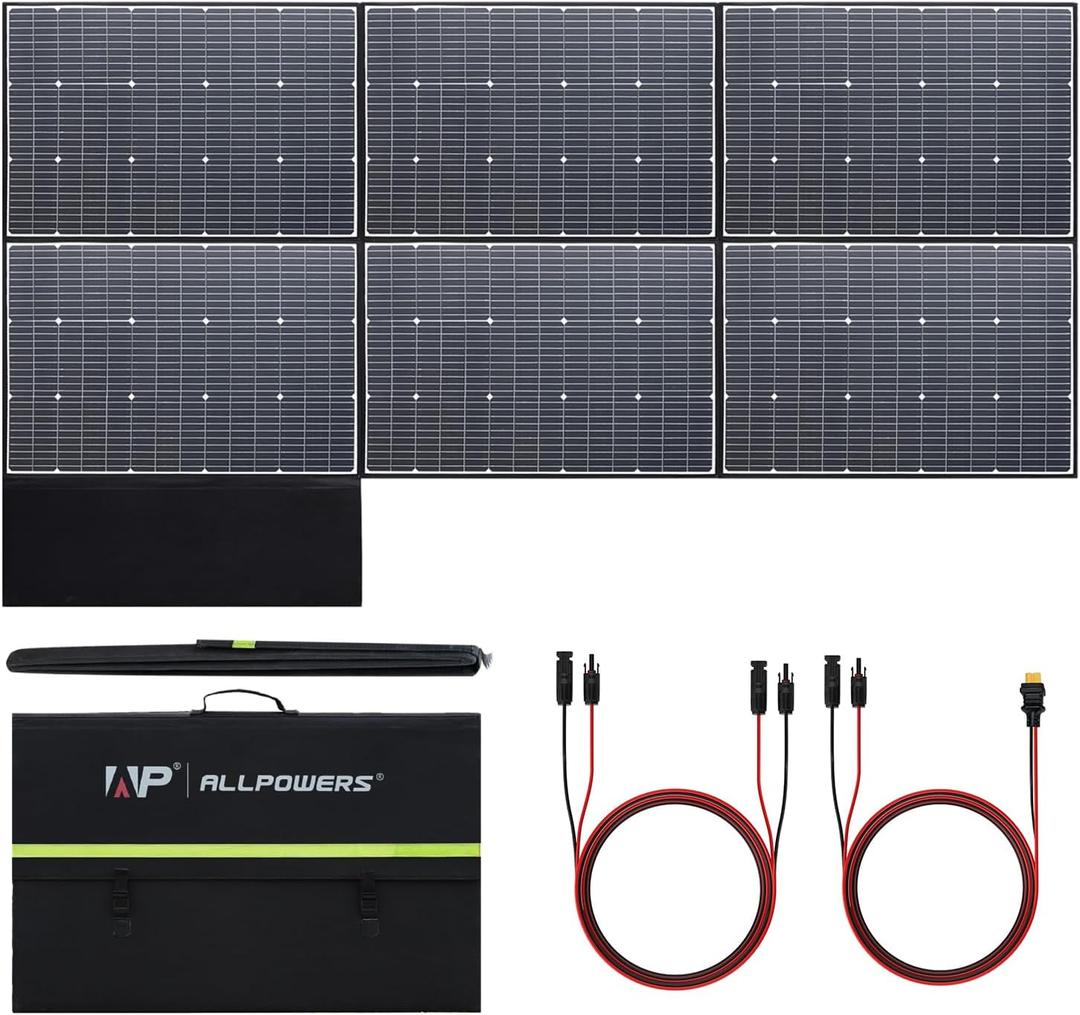 ALLPOWERS SP039 600W Foldable Solar Panel, 24% Efficient IP66 Waterproof for RV Camping Home & 12V Systems, Compact Portable Design