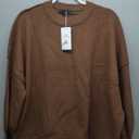 LILLUSORY Women's Oversized Batwing Sweaters 2025 Fall Outfits Trendy Crewneck Knit Side Slit Fashion Pullover Tops (Medium, Chocolate Brown)