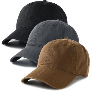 FURTALK Men and Women Vintage Washed Distressed Cotton Baseball Cap Plain Blank Adjustable Classic Baseball Hat Cap (Medium-Large, Black+grey+brown)