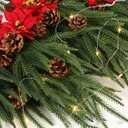 Suncalla 12 Pack Lighted Artificial Christmas Pick Pine Branches with Red Berry Stems 17 Inch Real Touch Faux Norfolk Cedar Branch with Flower for Vase Garland Xmas Home Decoration Craft(Norfolk)