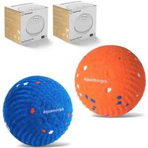 2 Pack Interactive Dog Balls - Auto Moving Bouncing Vibrating Washable Dog Toys for Large Medium Dogs, Type-C Rechargeable, Blue and Orange, Ripple Pattern
