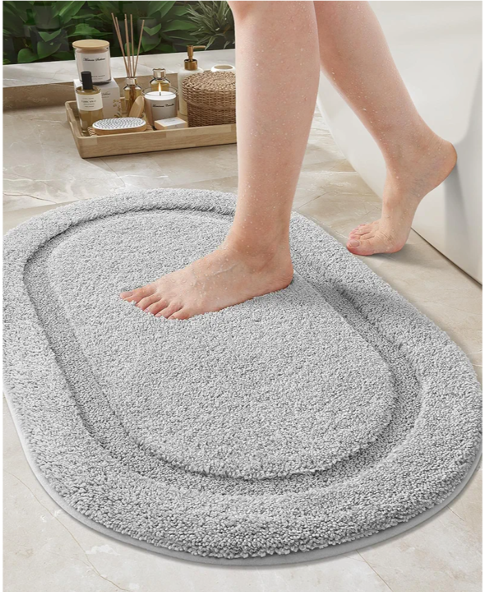Color&Geometry Grey Bathroom Rugs, Non Slip, Absorbent, Soft, Washable, Thick Bath Mat, 20"x32" Small Bath Rug Bath Mats for Bathroom Floor, Shower, Sink, Vanity