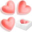 Sumind 4 Pack Valentine Heart Shaped Bowl Cute Ceramic Bowl Pink Candy Dish Heart Shaped Plates for Home Fruit Salad Soup Cereal Snacks Dessert Pudding Kitchen Household Cooking Gifts(4.5 x 3.7 Inch)
