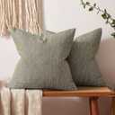 MIULEE Pack of 2 Decorative Burlap Linen Throw Pillow Covers Modern Farmhouse Pillowcases Rustic Woven Textured Cushion Cover for Sofa Couch Bed 24x24 Inch Khaki