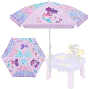 Sweetude Water Table Umbrella (Table Not Included), Kids Seaside Beach Umbrella Picnic Canopy for Summer Toddlers Sand Beach Camping Garden Outdoor Pool Shade Party Supply(Mermaid Theme)