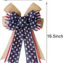 Patriotic Decor Bows for Wreaths,Burlap Red White Blue Stripe Stars Tree Topper Bow for 4th of July,Independence Day,Memorial Day,Veteran's Day,Front Door Indoor Outdoor Decorations