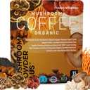 PowderVitamin Organic Mushroom Coffee Certified Mold & Mycotoxin Free GrassFed Collagen Types I & III 8 Fruiting Body Mushrooms Tested for BetaGlucans Focus Energy Digestion & Immunity 15 Servings