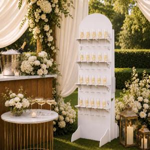 6 ft Champagne Wall, 4-Tier Display Arch Holds 20 Glasses, Easy Assembly, Cup Holder (20 Holes)