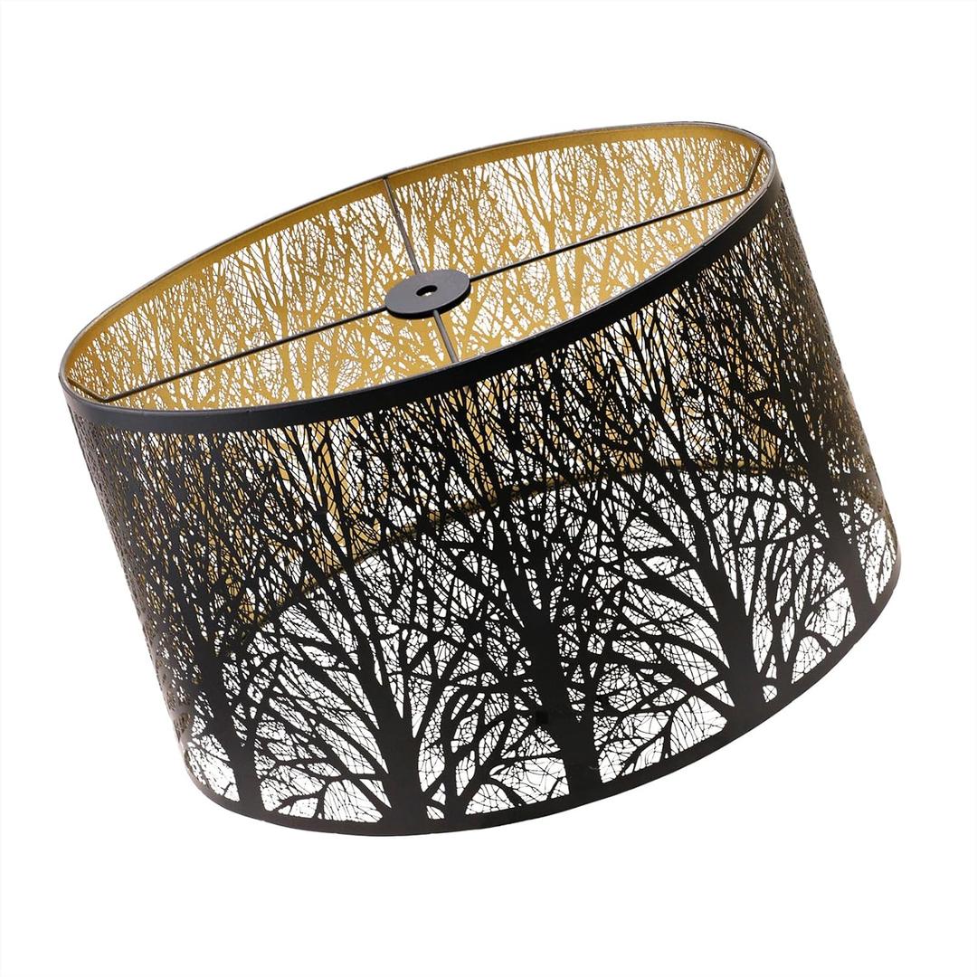 Etched Metal Lampshades, Forest Pattern Lamp Shade, Table Floor Lamp Covers | 14×8.5)" Top x (16×10.5)" Bottom x 9.5" High,forest pattern lampshade,retro lamp shade,table & floor lamp replacement shade.