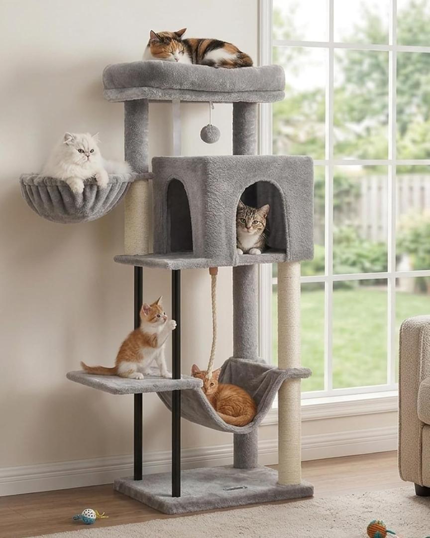 Cat Tree, 43.3'' Cat Tower with Hammock for Kittens GCT004SW