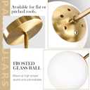 Bagood 10 Inch Globe Pendant Light Gold Mid Century Pendant Light Contemporary Globe Pendant Lights Adjustable Hanging Light Fixture Milk Glass with Brass Finish for Dining Room Kitchen Island