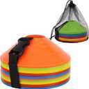 Soccer Cones 15/25/30/50 Pack with Mesh Bag & Strap-Soccer Cones for Sports Training, Football, Basketball,Running Drills-Agility Cones for Indoor and Outdoor Games (30, Multicolor)