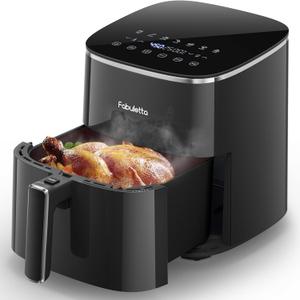 FABULETTA Air Fryer 11-in-1, 6QT Airfryer 450F Max Crisp, Nonstick Basket, Diswasher Safe, Shake Reminder for Roast, Bake, Dry, Reheat, Frozen, Broil, Proof-Black