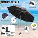Talltalk 2 Pcs Beach Umbrella with Universal Clamp Adjustable Beach Shade UV Protection Chair Portable Outdoor Umbrella for Camping Patio Chairs Golf Carts
