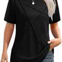 XIEERDUO Womens Summer Tops 2025 Pleated Round Neck Short Sleeve Shirts Business Casual, 3XL