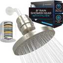 SparkPod Luxury Filtered Shower Head Set 23 Stage Shower Filter - Reduces Chlorine and Heavy Metals - High Pressure Showerhead Filter (8" Round, Elegant Brushed Nickel)
