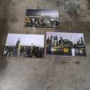 FuShvre New York City Wall Art Canvas View of Night Manhattan Skyline Pictures NYC Painting Wall Decor Prints Framed Black and Yellow