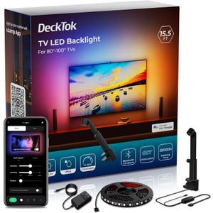 TV LED Backlight 15.5ft - TV Lights That Change with Screen for 55-100'' RGB LED Strip Lights Cuttable with Smart App Control Game & Music Sync Color Changing Light for Home Decor