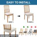 Smiry Waterproof Seat Covers for Dining Room Chairs Set of 4, Stretch Jacquard Removable Washable Chair Seat Slipcovers Protector, No Rear Covers, Beige