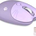 Lomiluskr Cute Cat Wireless Mouse, Lightweight Soundless Mice, 2.4G Wireless Mice, Candy Colors, Kawaii Mouse for Girls and Kids (Purple)