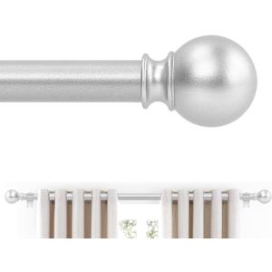 Silver Curtain Rods 48 to 84 Inches(4-7 Feet),5/8 inch Splicing Drapery Rods,Small Curtain Rods Set,Size: 36''-88'',Silver