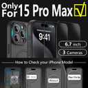 YFEMLAZ Magnetic for iPhone 15 Pro Max Case,with Screen Protectors X2,Full Camera Protection,Compatible with MagSafe,Translucent Matte,Anti-FingerprintShockproof Protective Phone Case,6.7",Black