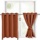 Hiasan Fall Blackout Curtains for Bedroom, 52 x 36 Inches Long - Thermal Insulated & Light Blocking Window Curtains for Living Room Home Decor, 2 Drape Panels Sewn with Tiebacks, Burnt Ochre