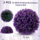 Hotop 2 Pcs 12 Inch Artificial Plant Topiary Ball 4 Layers Garden Spheres Boxwood Balls Artificial Topiaries Spheres Decorative Plants for Backyard, Balcony, Garden, Indoor Outdoor Decor(Purple)