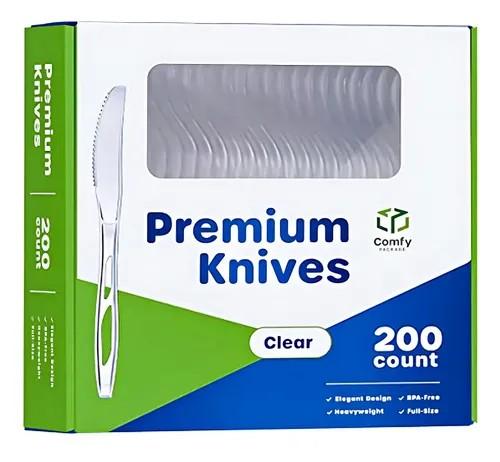 [200 Count] Premium Heavyweight Disposable Clear Plastic Knives