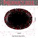 50 Pcs Black and Red Oval Plates 10" x 12" Large Graduation Party Plates Disposable Heavy Duty Red Dot on Black Paper Plates for Congrats Grad Holiday Fiesta Wedding Birthday Party Decorations