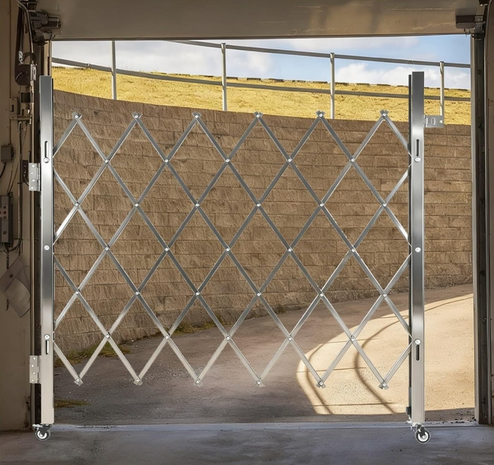 Portable Folding Safety Barrier Gate - Stainless Steel Accordion Fence with 360° Swivel Casters - Outdoor Security Entry Gate for Events, Crowds, and Public Spaces (0.8x2m)