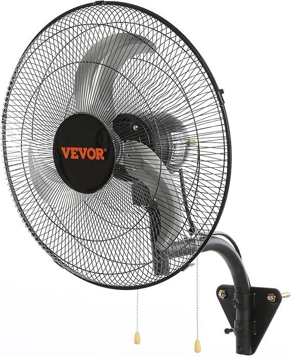 VEVOR 18 inch Wall Mount Fan Oscillating, 3-speed High Velocity Max. 4000 CFM Industrial Wall Fan for Indoor, Commercial, Residential, Warehouse, Greenhouse, Workshop, Basement, Black, ETL Listed