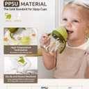 Joypony Baby Sippy Cups 6-12 Months, Spill Proof Weighted Straw Cup with Handle for Toddlers 1-3, 2 Silicone Straws, PPSU, BPA Free, 6 oz (Green)