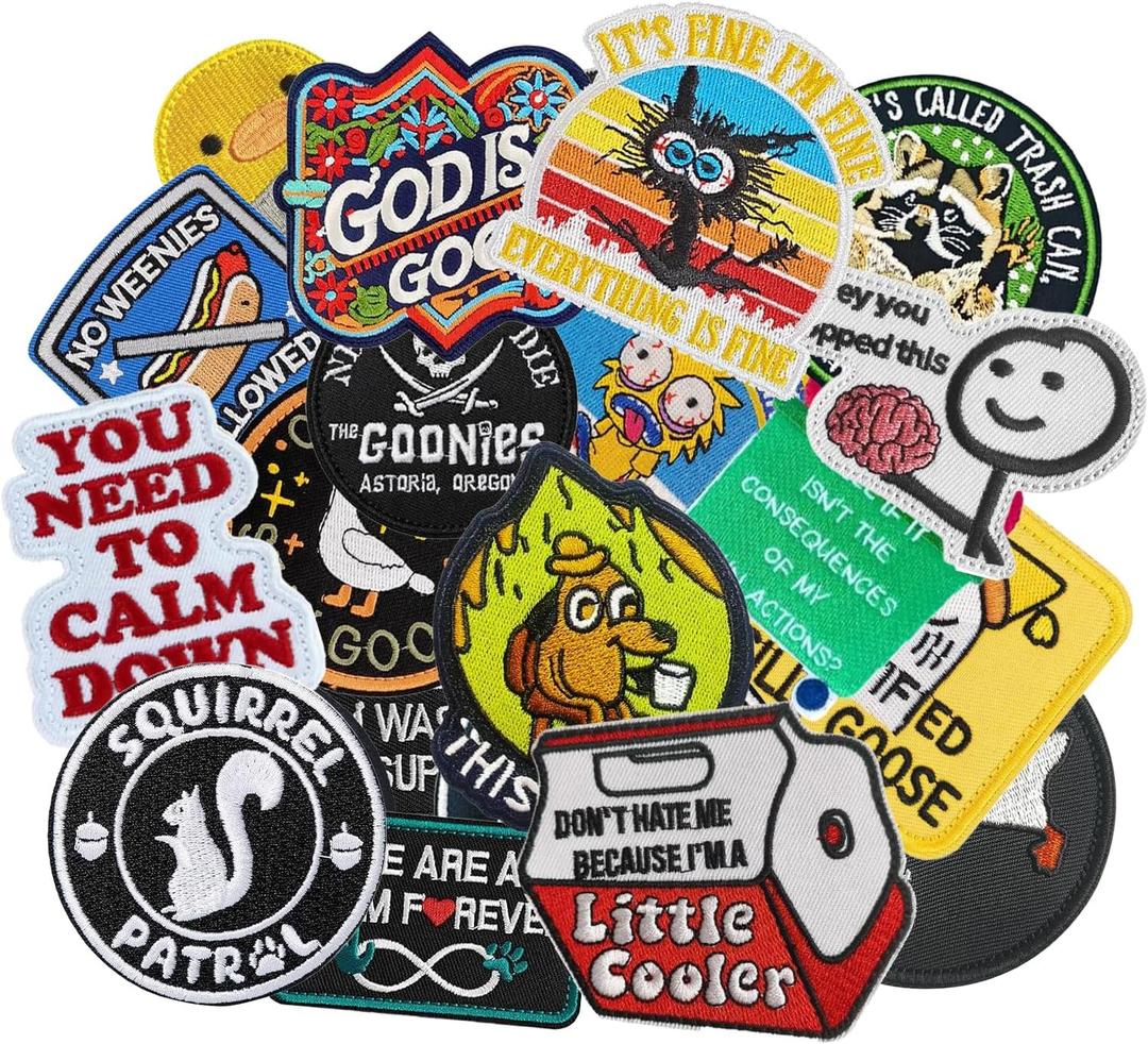 20Pcs Random Funny Patches with Hook and Loop, Embroidery Tactical Morale Patches for Backpacks, Dog Harnesses, Vests, Bags, Hats and Tactical Gears Etc