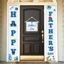 3PCS Happy Father Day Porch Sign Banners Fathers Days Party Decorations Blue Fathers Welcome Hanging Front Door Banner for Indoor Outdoor Photo Backdrop Background I Love Dad Favor Supplies