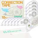 White Correction Tape, 10 Pack Bulk, Extra Long 65.62 Feet x 0.197 Inch, Strong Covering Power for Instant Corrections, Clear for Writing & No Marks for Copying, for School and Office