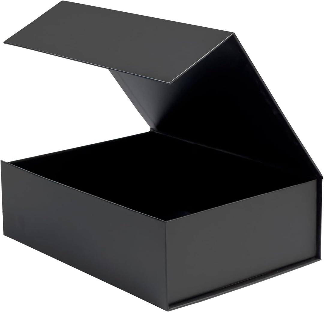 HcoHlow Black Magnetic Gift Box 9x6.7x2.75 Inches, Rigid Collapsible Gift Boxes with Lids for Presents, Groomsman Proposal Box, Graduation, Wedding, Birthday Gift Packaging