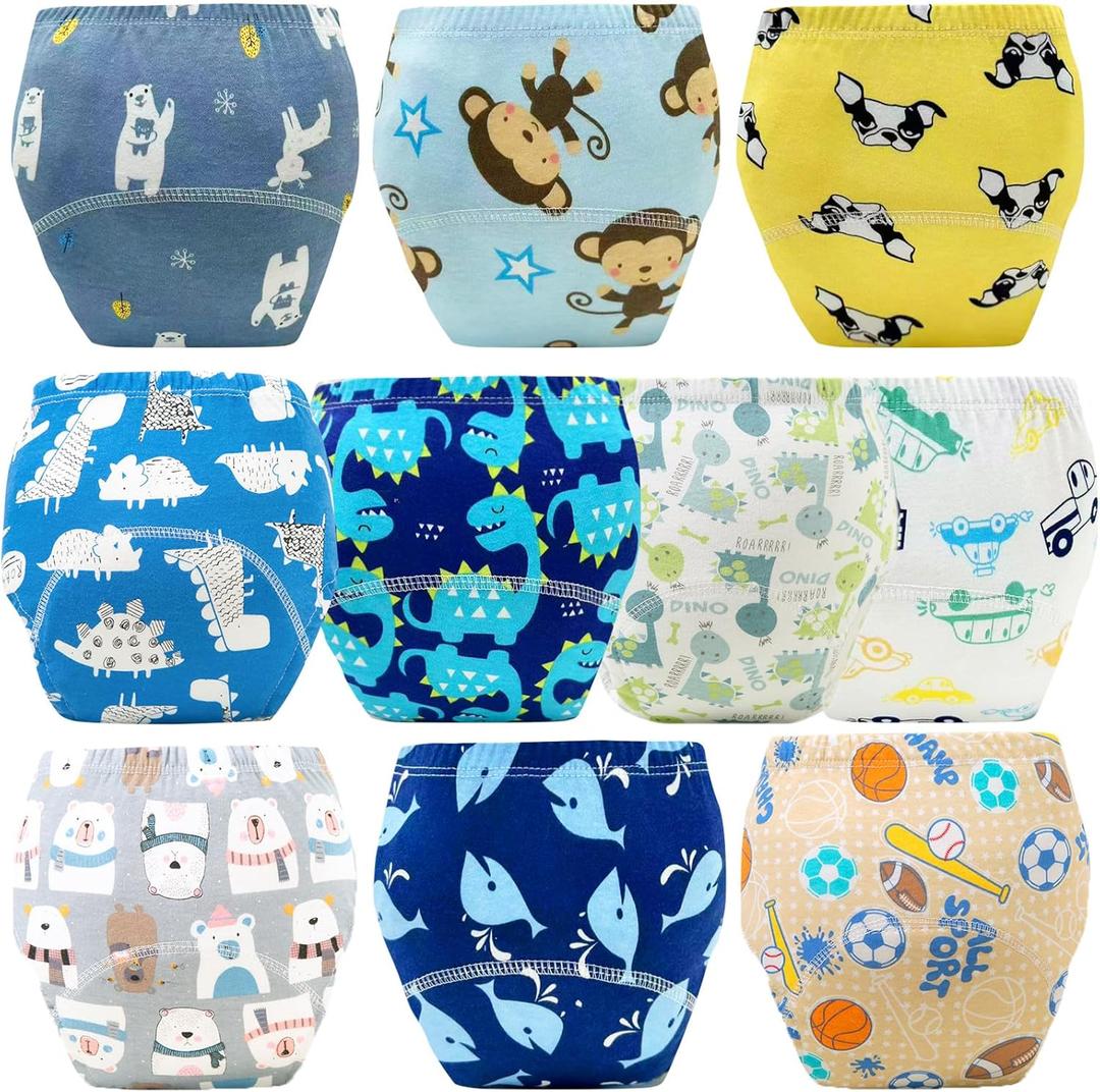Upairy Training Pants for Girls Boys,Toddler Potty Training Underwear ,Leakproof Reusable Kid Confident Panties,Children's Potty Underwear 100% Cotton for 2T-6T(10PCS,L)