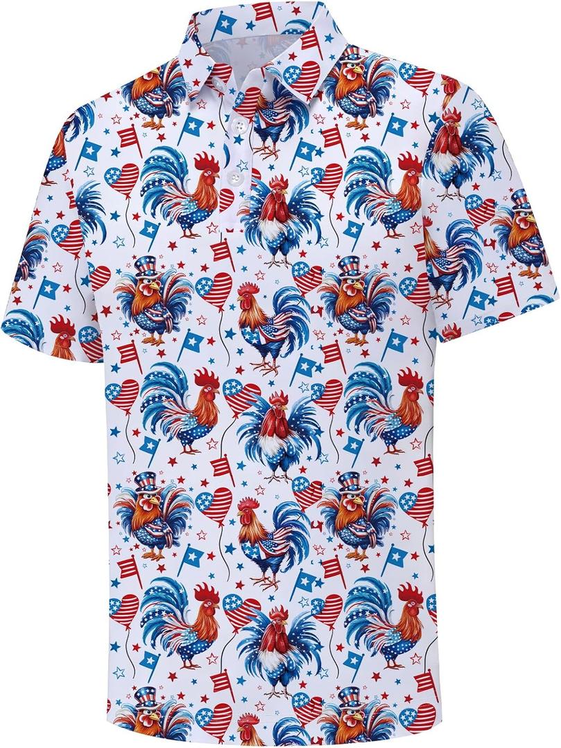 Golf Polo Shirts for Men Funny Men's Polo Shirts Short Sleeve Funny Golf Polos Performance Moisture Wicking Dry Fit (Medium)