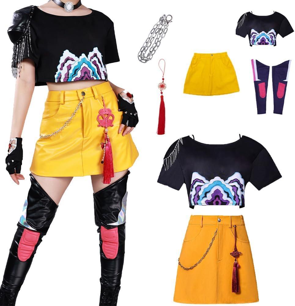 Costume Uniform Dress Full Set For Women Party Outfit (Medium, Yellow)