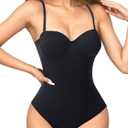 Women's Strapless Body Shaper Tummy Control Waist Push-Up Bodysuit with Cups and Detachable Straps Shapewear L