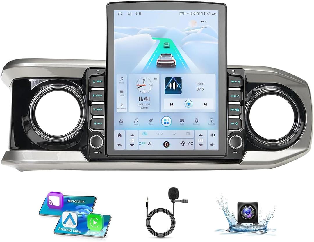 Android 14 Car Radio Stereo Compatible with Toyota Tacoma 2016-2023, Wireless CarPlay Android Auto, 5G WiFi, GPS, BT 5.0, Retains OEM Backup Cam/Steering Wheel Control/Amplifier (9.7 Inch)