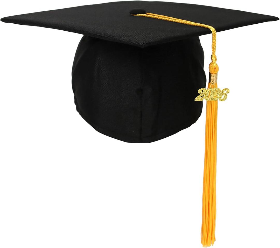 Newrara Graduation Unisex Matte Adult Graduation Cap with Tassel (Black)