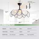 28" Flower Ceiling Fan with Lights and Remote Control, Boho Black Chandelier Fan with 6 Speeds, Modern Fandelier for Kitchen Island, Dining Room, Living Room, Nursery
